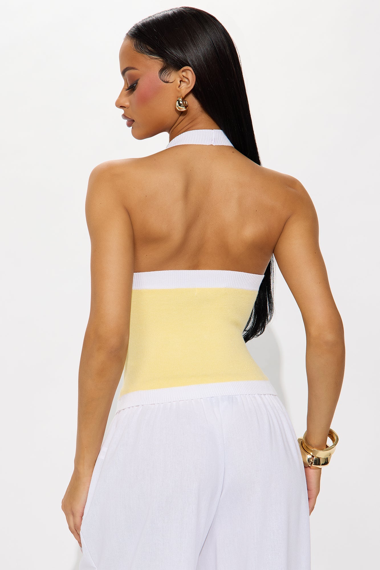 Better Me Sweater Halter Top - Yellow/combo