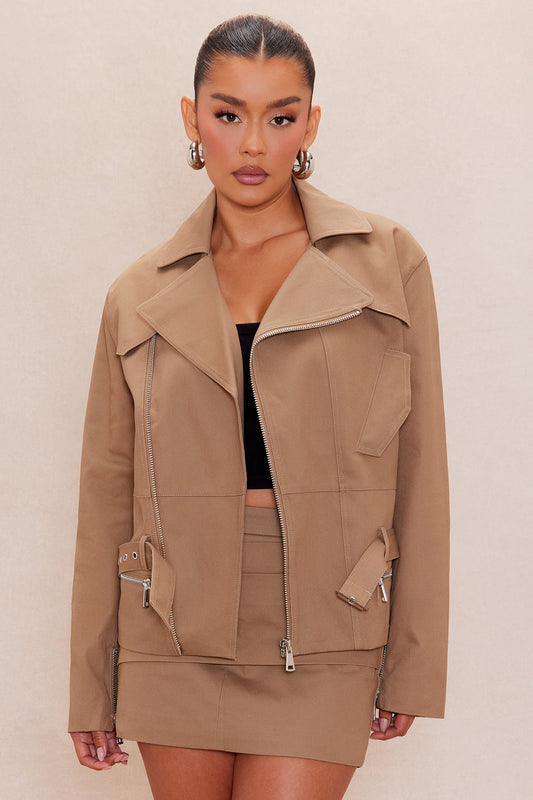 Kehlani Belted Twill Jacket - Khaki